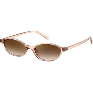 Women's Oval Sunglasses Brown Eye Narrow Trendy plastic frames Sunnies Shades